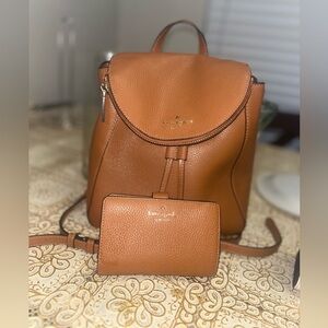 Kate Spade Leila Pebbled medium back pack with wallet